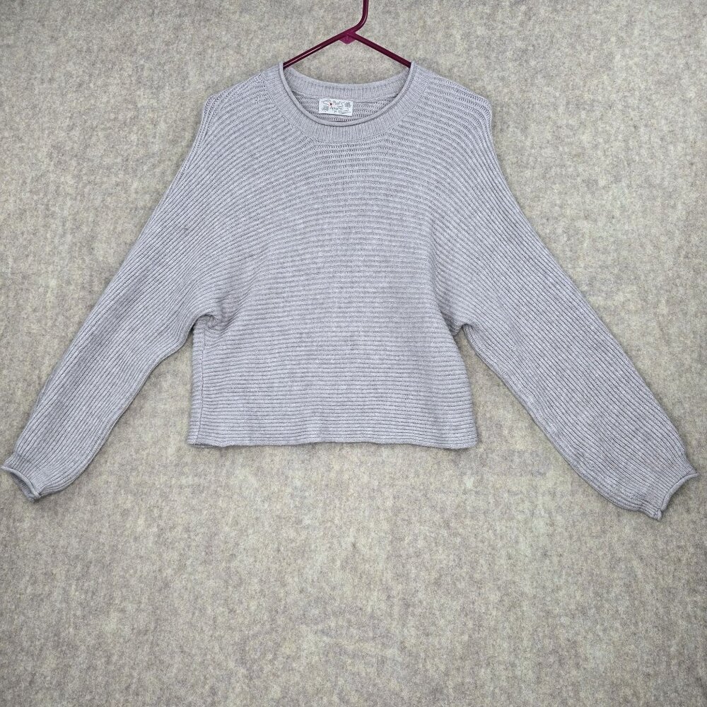 Poof Apparel Medium Gray Ribbed Knit Sweater